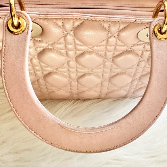 Christian Dior Lady Dior Bag Cannage Quilt Lambskin Medium Metallic Beig… - Picture 5 of 12